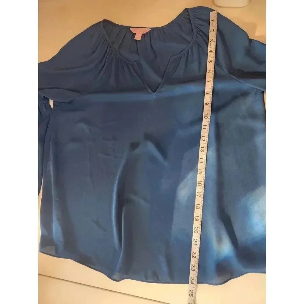 Lilly Pulitzer Charleigh Blouse Top Long Sleeve Blue Size Small